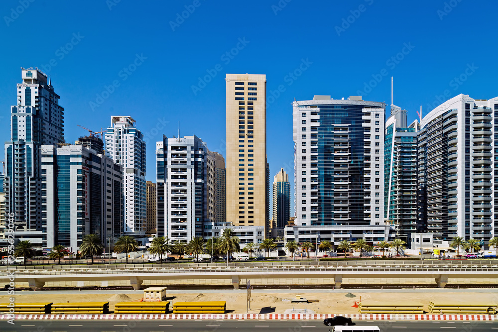 Obraz premium Apartment Business Skyscrapers Skyline view, Dubai, UAE