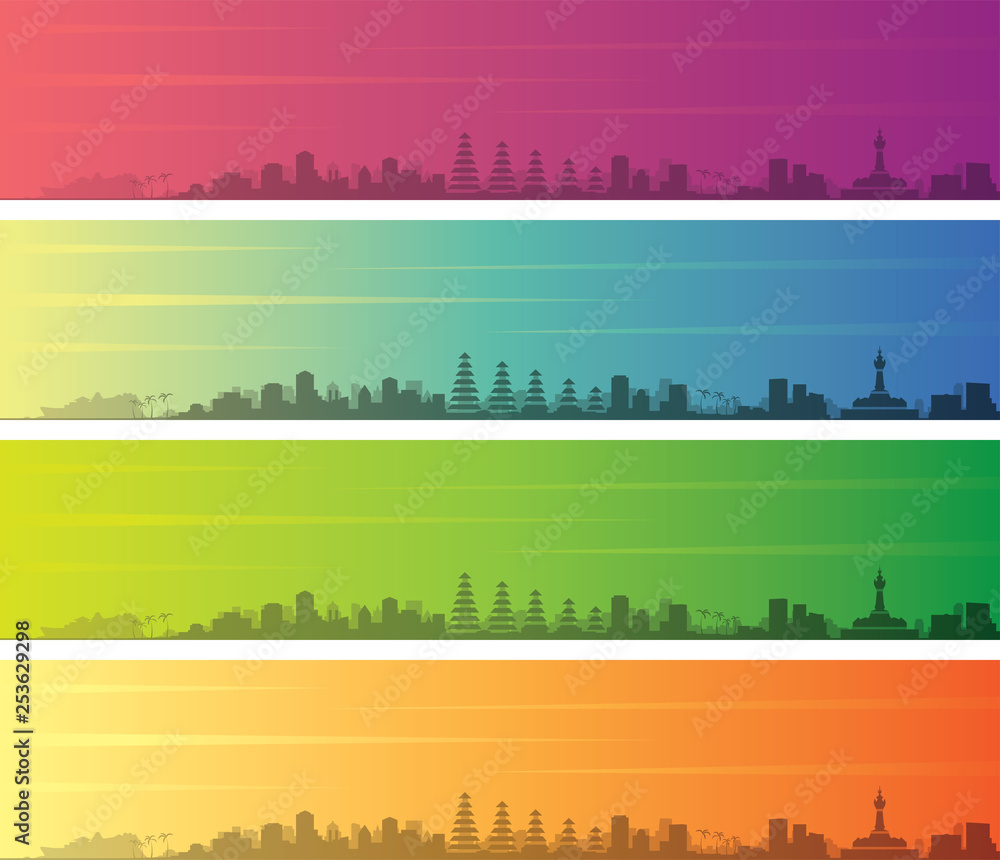 Denpasar Multiple Color Gradient Skyline Banner