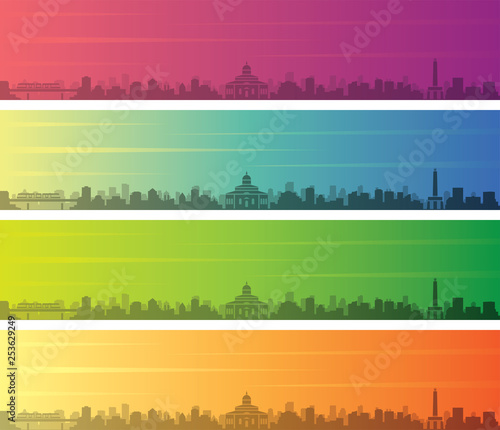 Addis Ababa Multiple Color Gradient Skyline Banner