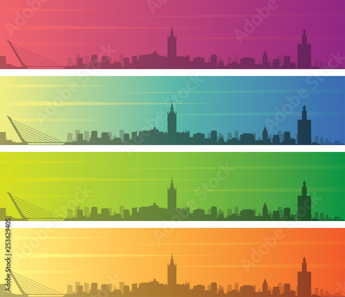 Seville Multiple Color Gradient Skyline Banner