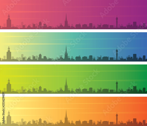 Stockholm Multiple Color Gradient Skyline Banner