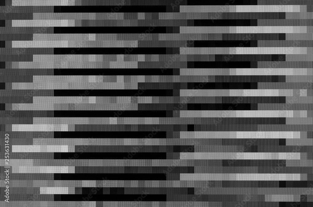 Pixel pattern of a digital glitch / Abstract black and white pixel pattern background of a digital glitch.