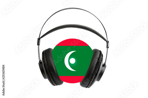 Photo of a headset with a CD with a flag of Maldives