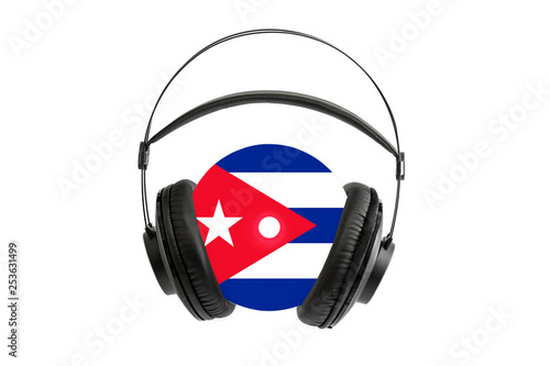 Photography Photo of a headset with a CD with a flag of Cuba