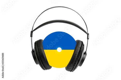 Photo of a headset with a CD with a flag of Ukraine