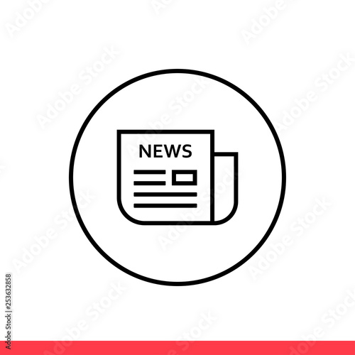 News vector icon, paper journal symbol. Simple, flat design for web or mobile app