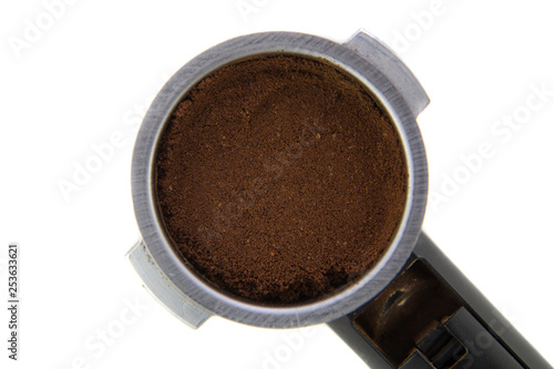 Filter Holder with ground coffee 