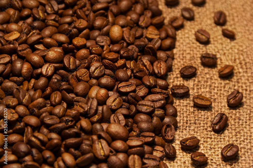 Fototapeta premium Aromatic coffee beans excellent drink in the morning.