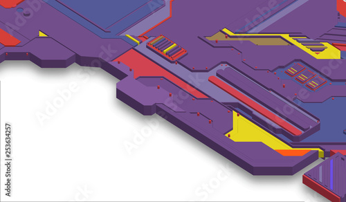 Futuristic surface of low-poly elements and parts. Vector illustration in the style of isometry. background