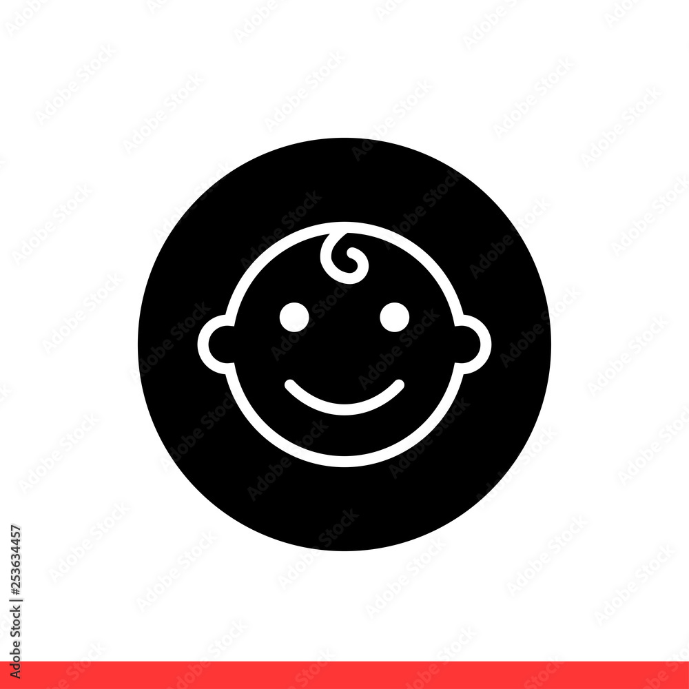 Fototapeta premium Baby face vector icon, child symbol. Simple, flat design for web or mobile app