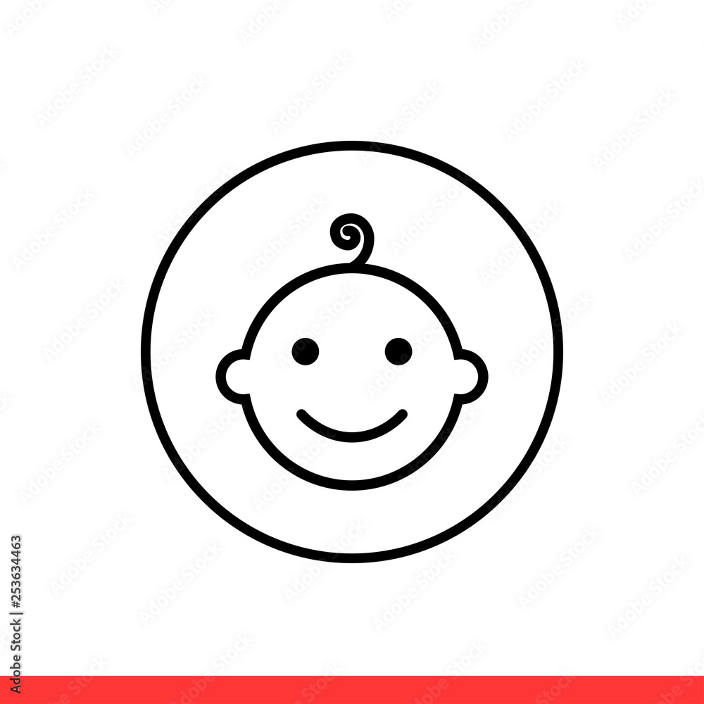 Fototapeta premium Baby face vector icon, child symbol. Simple, flat design for web or mobile app
