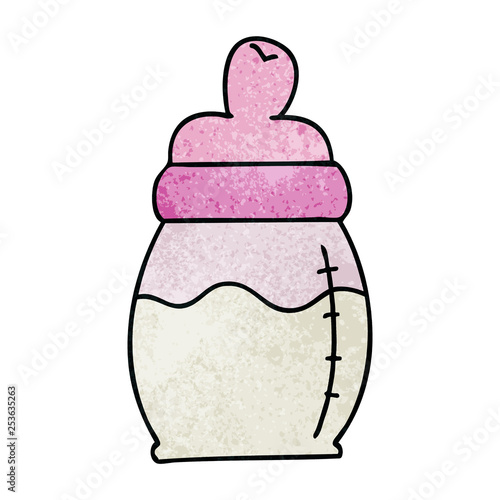 quirky hand drawn cartoon baby milk bottle