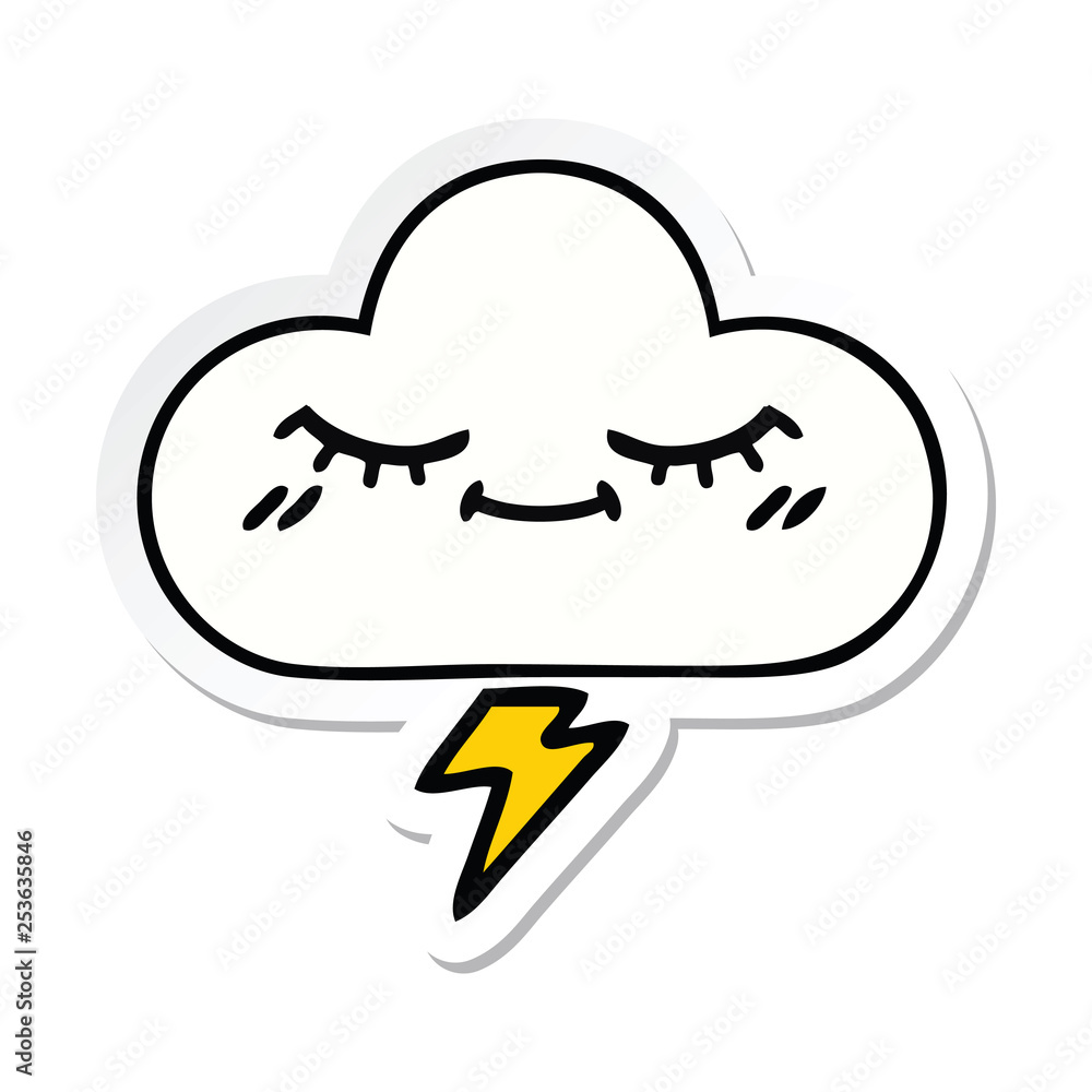 sticker of a cute cartoon thunder cloud sticker of a cute cartoon thunder cloud