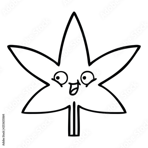 line drawing cartoon autumnal leaf