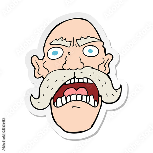 sticker of a cartoon angry old man