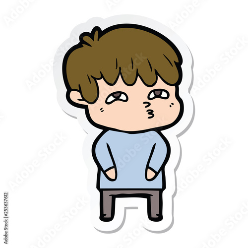 sticker of a cartoon curious man