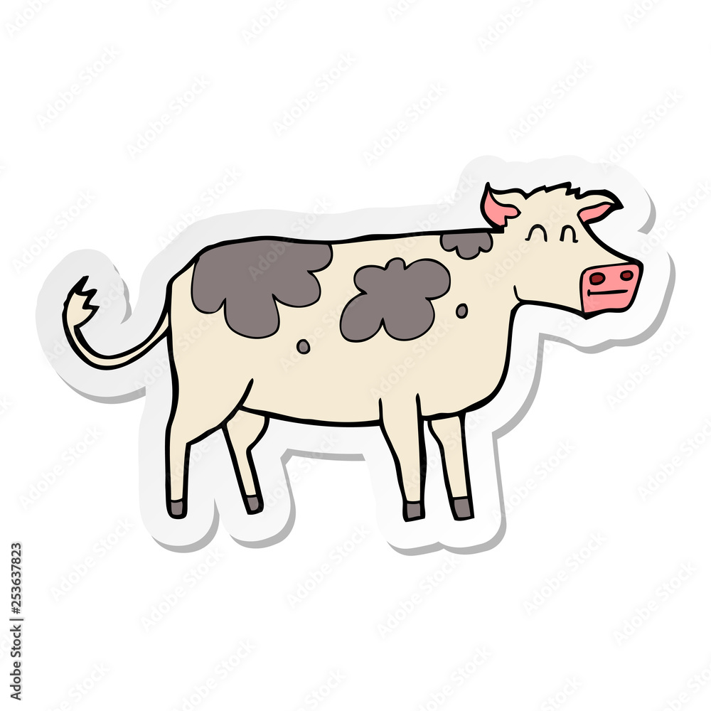 sticker of a cartoon cow sticker of a cartoon cow