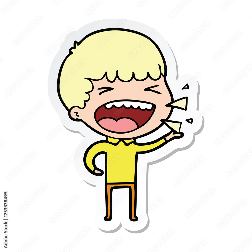 sticker of a cartoon laughing man sticker of a cartoon laughing man