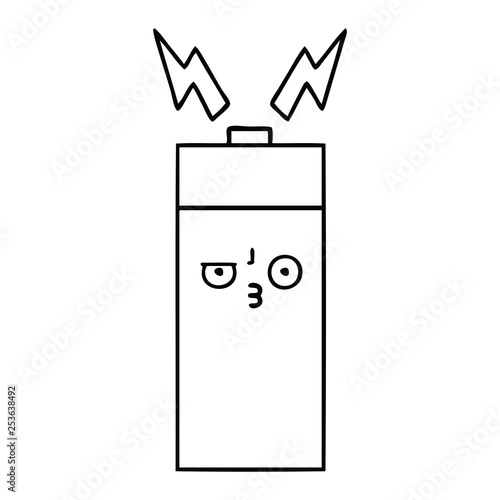 line drawing cartoon battery