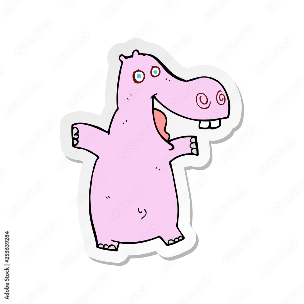 sticker of a cartoon hippo sticker of a cartoon hippo
