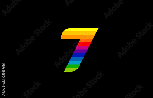 rainbow color colored colorful number 7 logo icon design