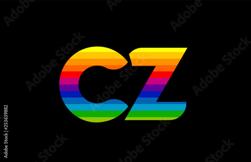 rainbow color colored colorful alphabet letter cz c z logo combination
