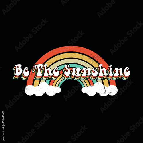 vintage retro rainbow be the sunshine apparel distressed poster