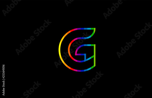 rainbow color colored colorful alphabet letter g logo icon design