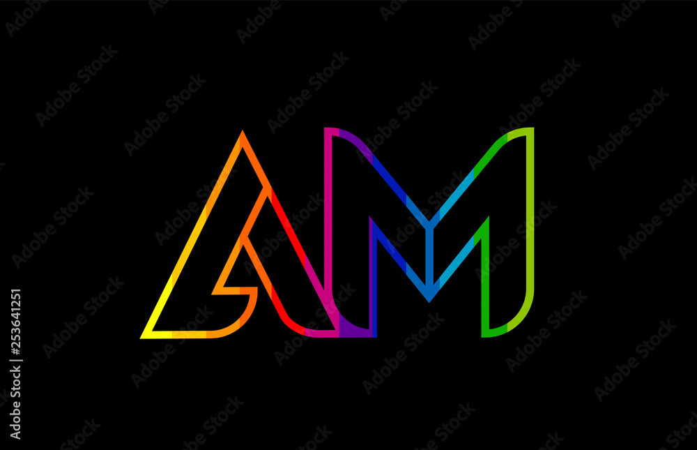 rainbow color colored colorful alphabet letter am a m logo combination