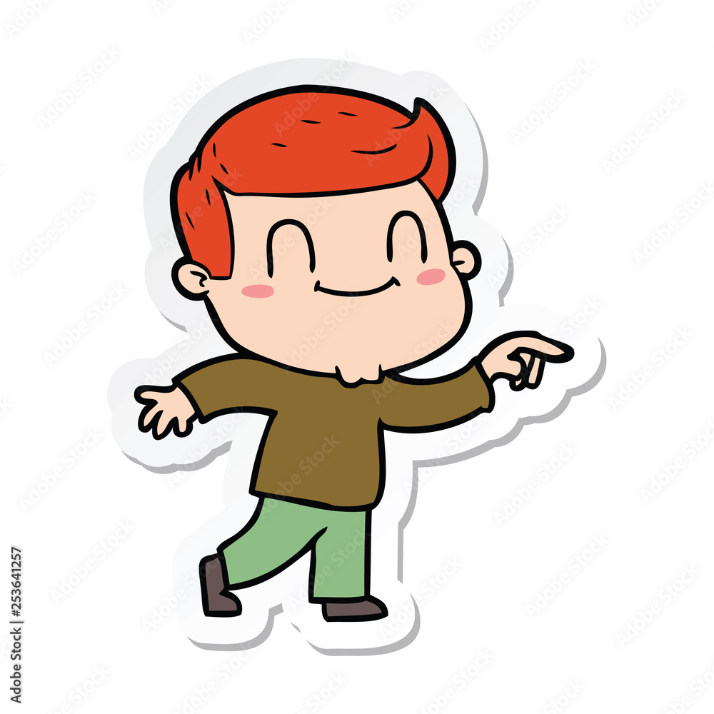 sticker of a cartoon friendly man sticker of a cartoon friendly man