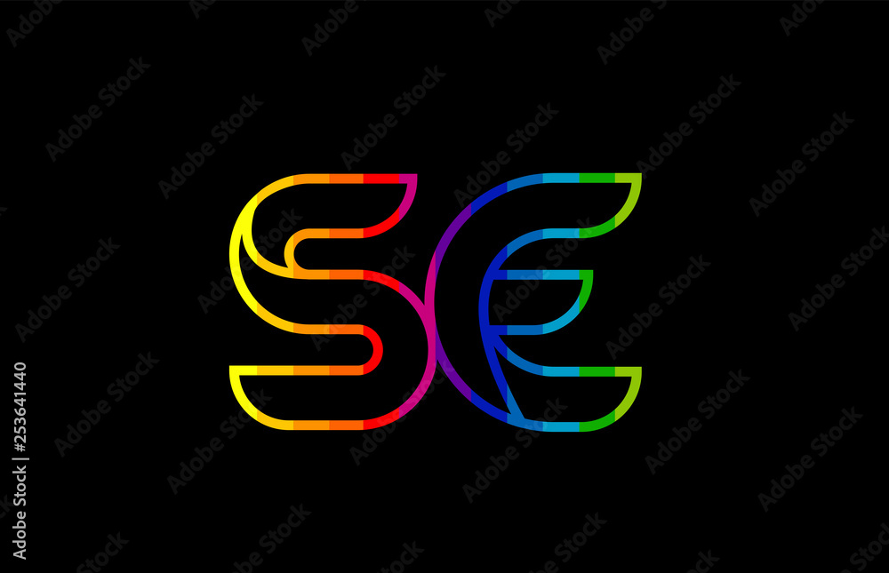 rainbow color colored colorful alphabet letter se s e logo combination