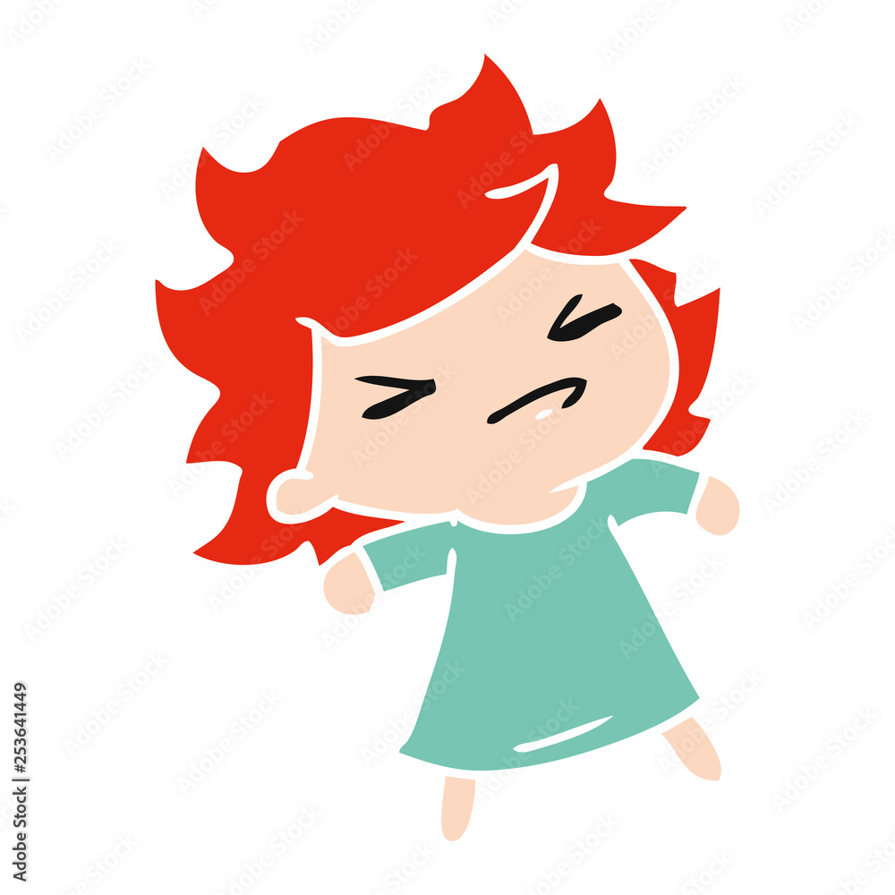 cartoon of a cute kawaii girl