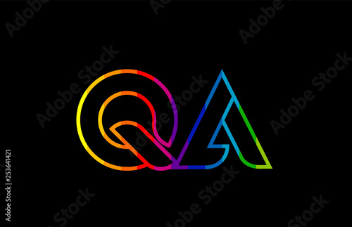 rainbow color colored colorful alphabet letter qa q a logo combination