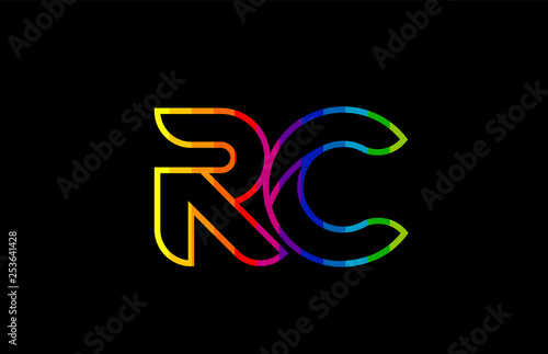 rainbow color colored colorful alphabet letter rc r c logo combination