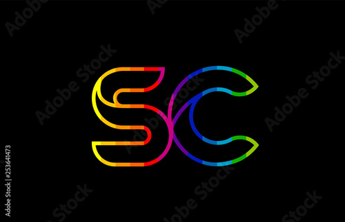 rainbow color colored colorful alphabet letter sc s c logo combination