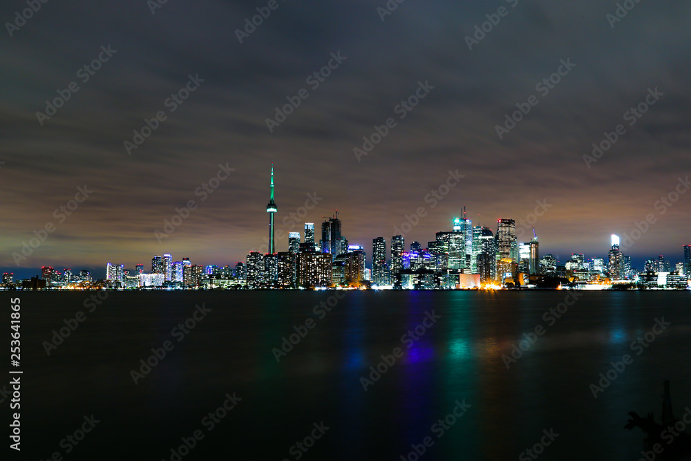 Toronto skyline at night from the Toronto islands