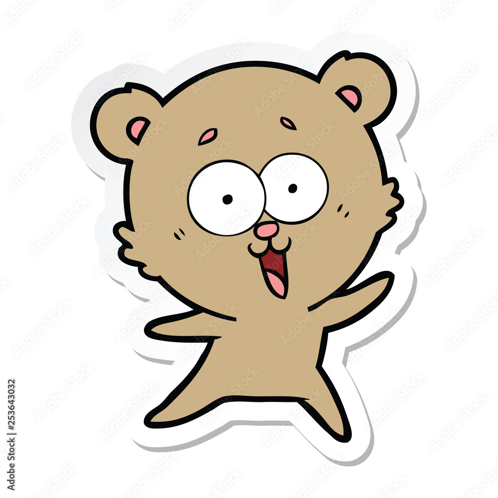 sticker of a laughing teddy bear cartoon sticker of a laughing teddy bear cartoon