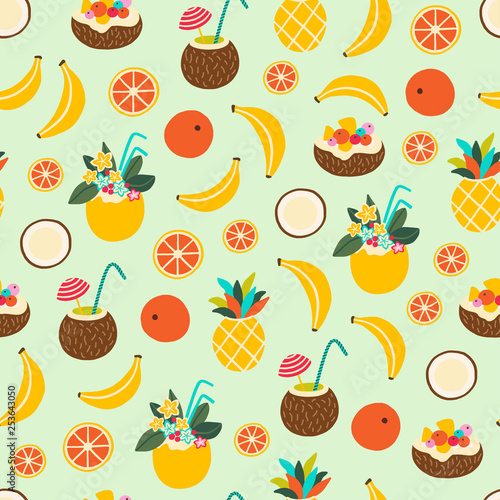 Hand drawn tropical seamless pattern