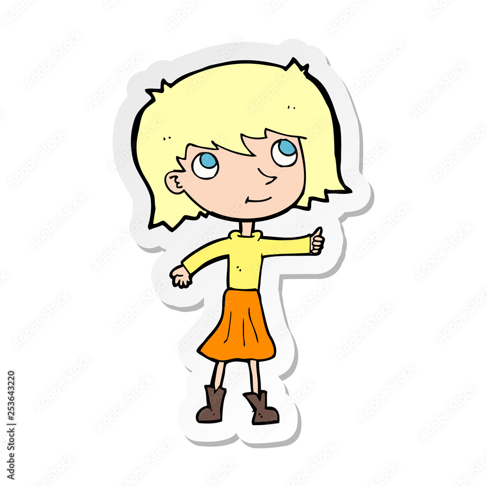 sticker of a cartoon happy girl sticker of a cartoon happy girl