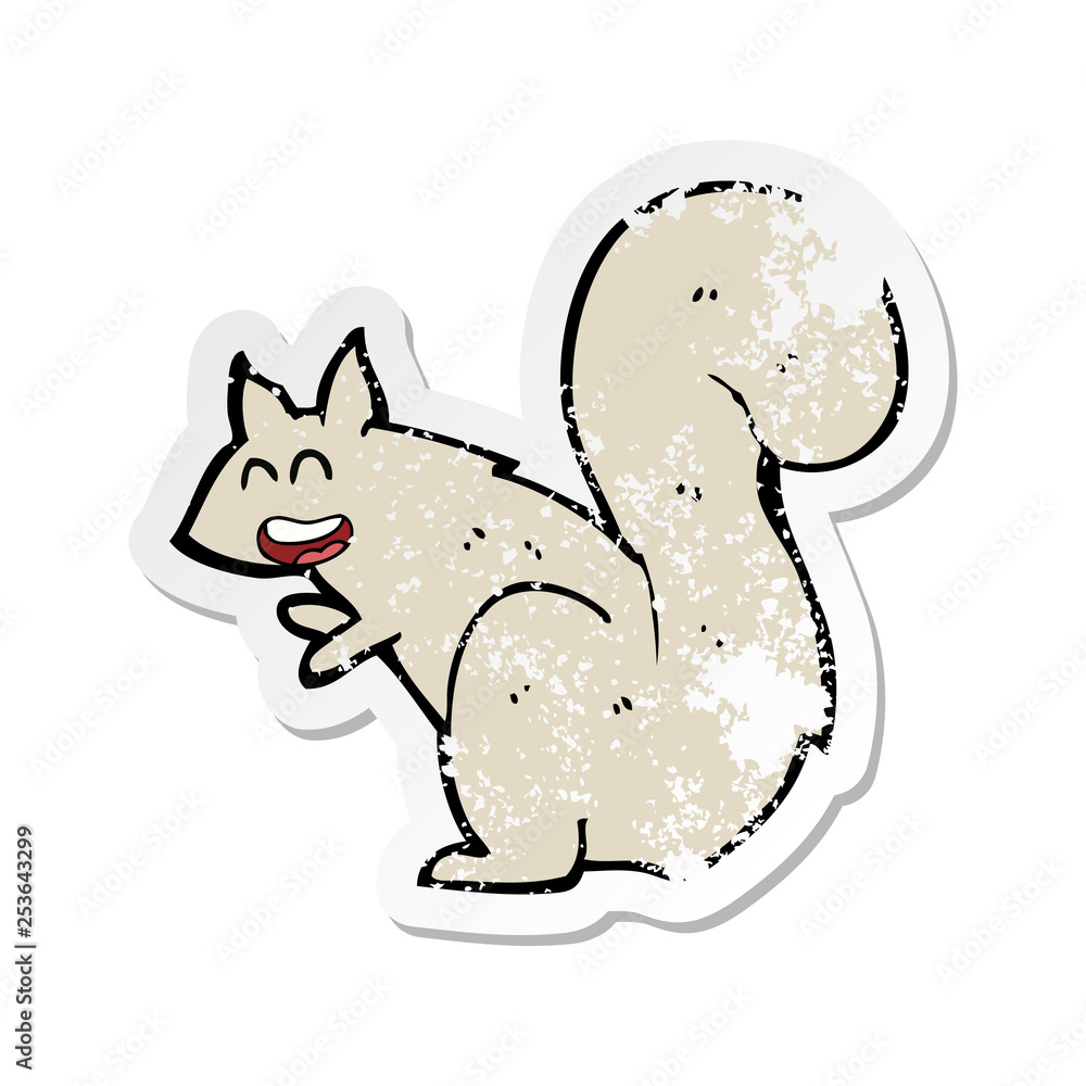 retro distressed sticker of a cartoon squirrel retro distressed sticker of a cartoon squirrel