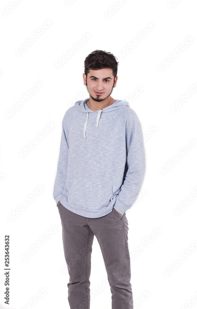 Man standing hands in posket isolated on white Man standing hands in posket isolated on white