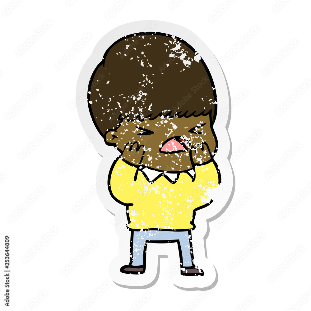 distressed sticker of a cartoon stressed man distressed sticker of a cartoon stressed man
