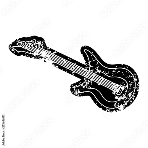 grunge icon drawing of a guitar