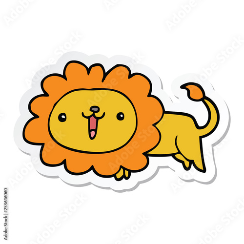 Fototapeta Naklejka Na Ścianę i Meble -  sticker of a cute cartoon lion