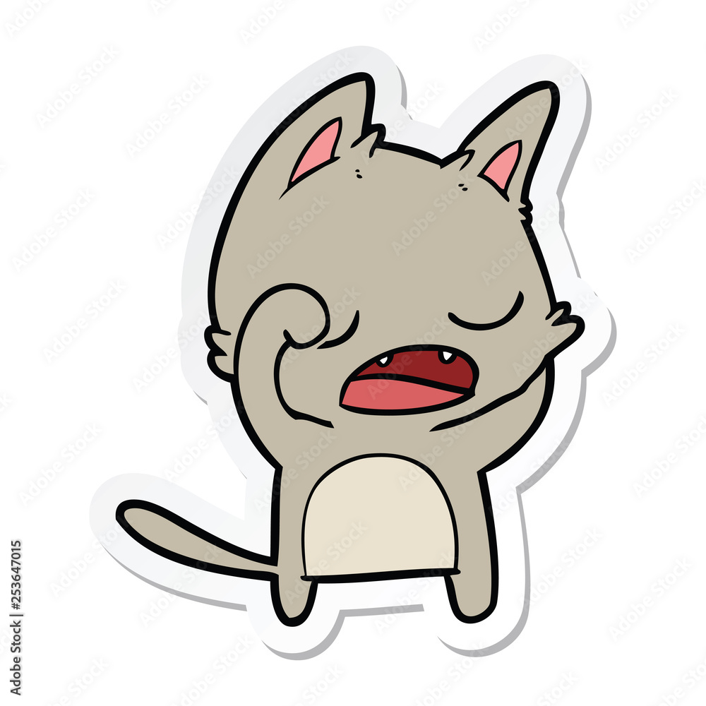 sticker of a talking cat cartoon sticker of a talking cat cartoon