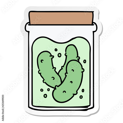 sticker cartoon doodle jar of pickled gherkins