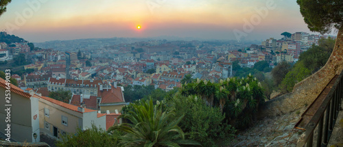 Moody Panoramic shot of Lisboa at dusk