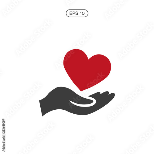 Heart and hands icon, love sign
