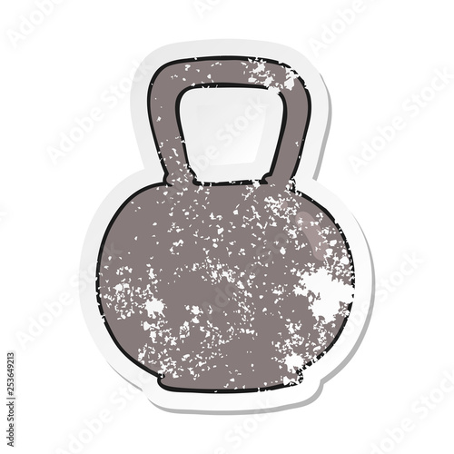 retro distressed sticker of a cartoon kettle bell weight