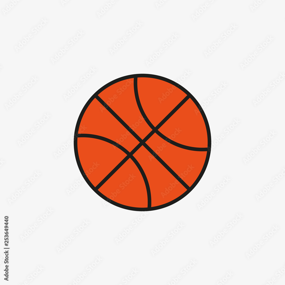 Orange basketball ball sport equipment competition sphere play game symbol flat vector illustration